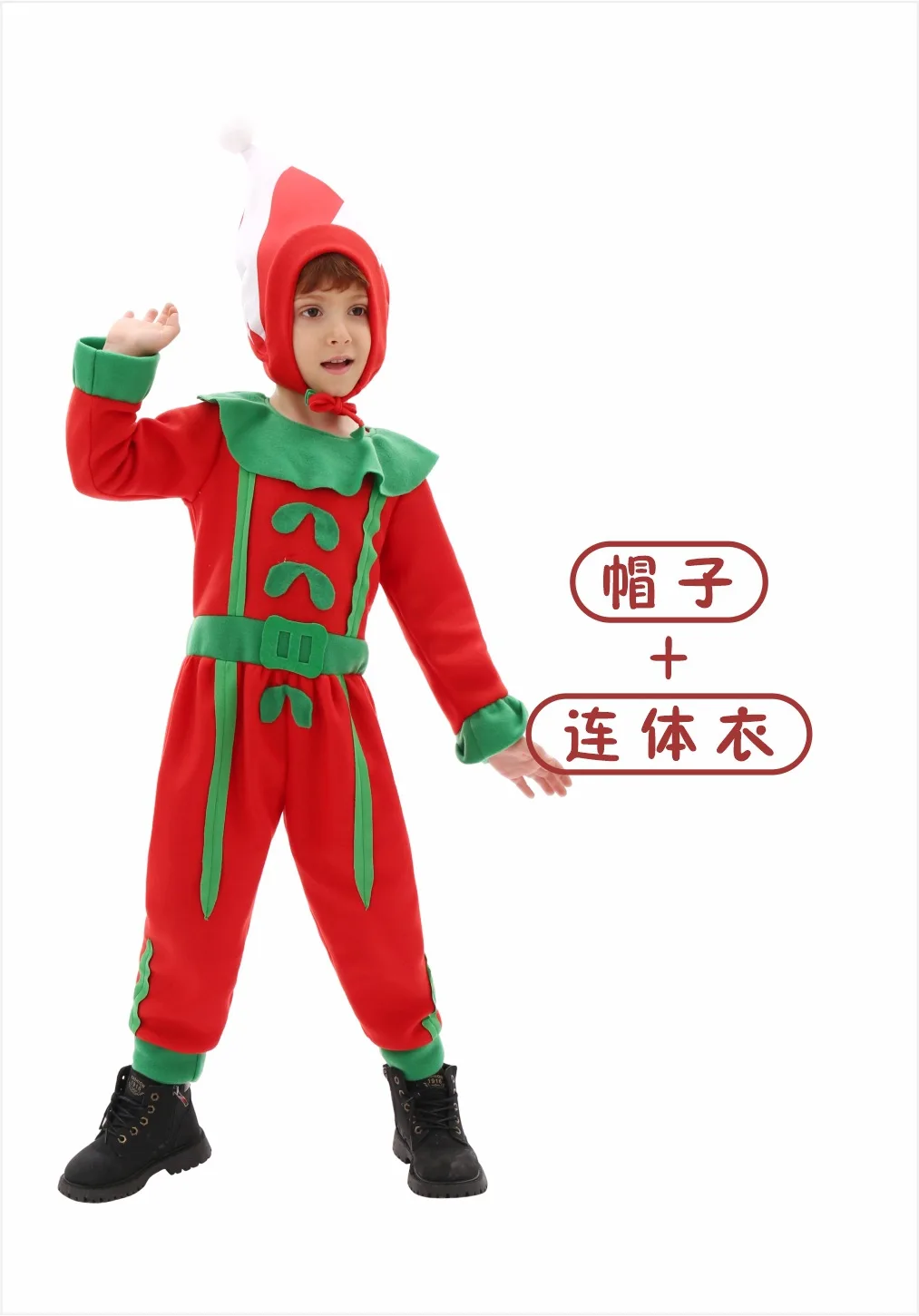 2025 عيد الميلاد قزم الاطفال تأثيري حلي الصبي شجرة يترك لعب الأدوار الزي الأخضر سانتا كلوز أداء الحفلات ملابس تنكرية #2