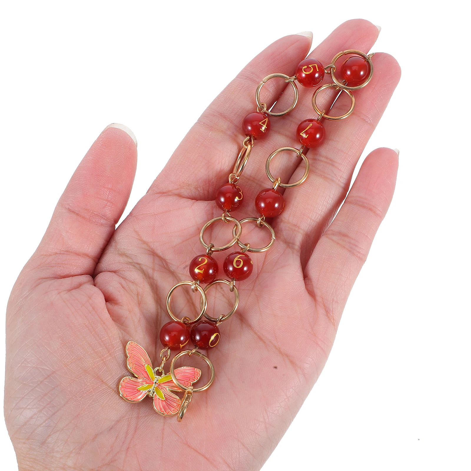 

Agate Bead Knitting Counter with Enamel Butterfly Charm Row Counter for Knitting Crochet Projects Stitch Marker Jewelry Craft