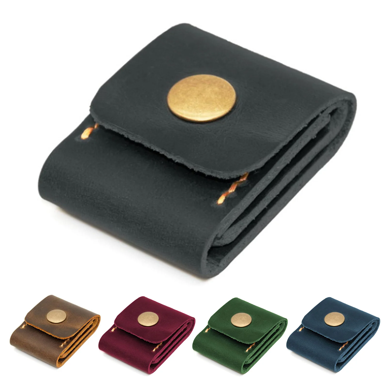 Guitar Pick Case 3 Slots Pick Holder Bag Faux Leather Guitar Pick Storage Pouch with Snap Closure for Guitar Lovers Accessories