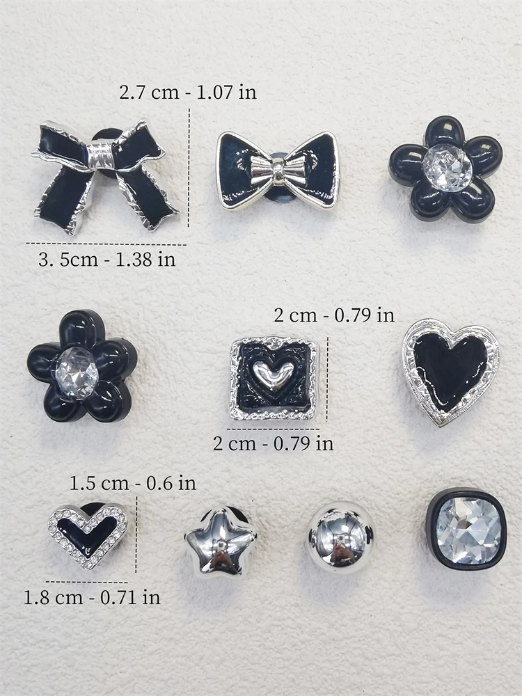 10PCS Shoe Charms ABS Decorations Accessories DIY Clog Buckle 2024 Popular Bow Design Rhinestones Floral Fit Lady Beach sandals