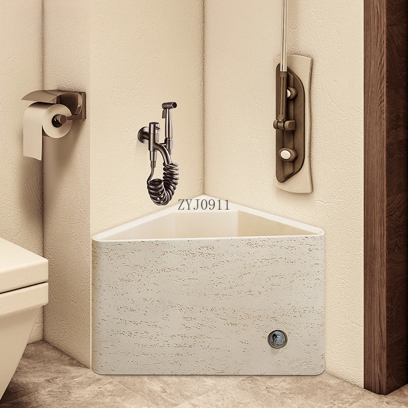*Mop Pool Balcony Outdoor Travertine Mopping Basin Bathroom Triangle Mop Pool