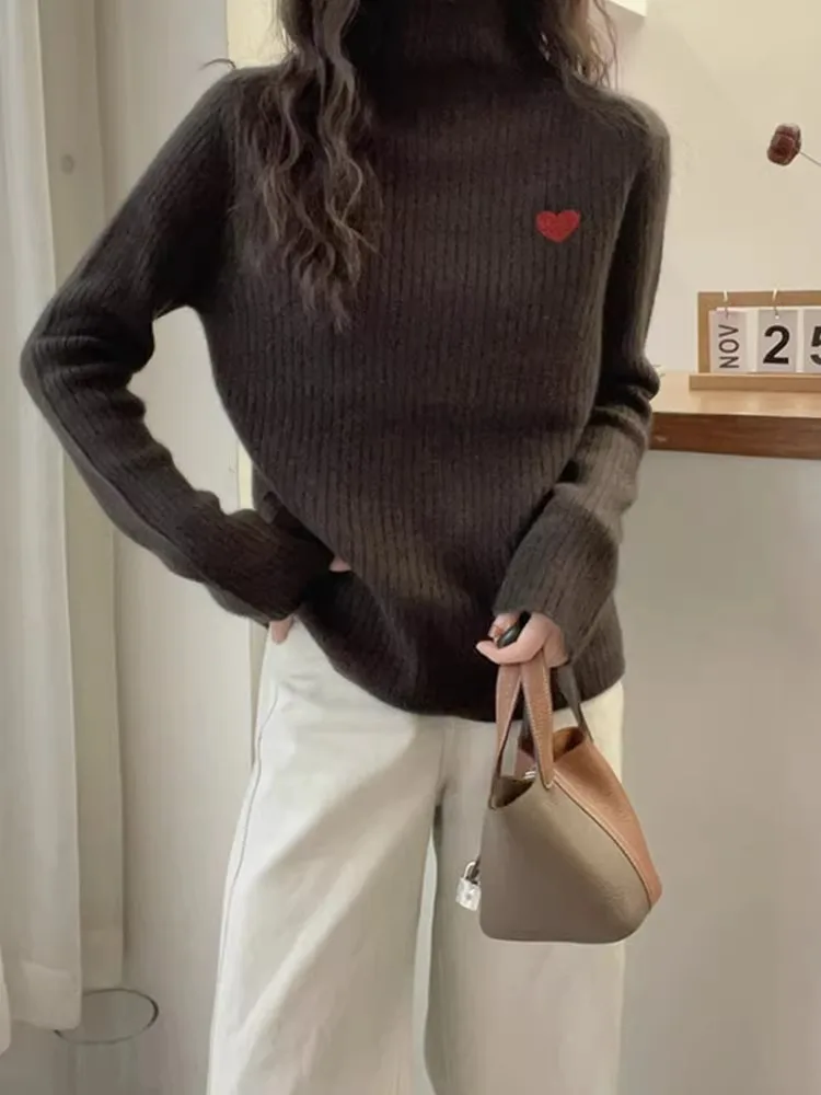 Comfortable Simple High-End Feeling Casual Knitted Sweater Long Sve Slimming Age-Defng Top Sli New Korean Version