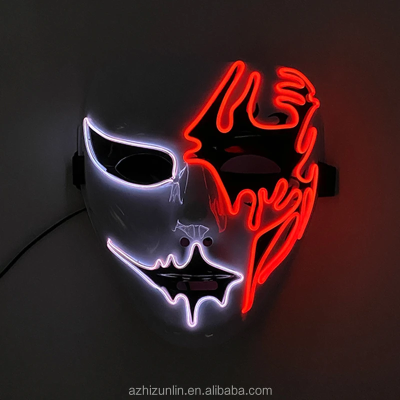 Halloween PVC  Glowing Devil Mask Anonymous Face  Wire Horror Mask For  Carnival Glow In The Dark