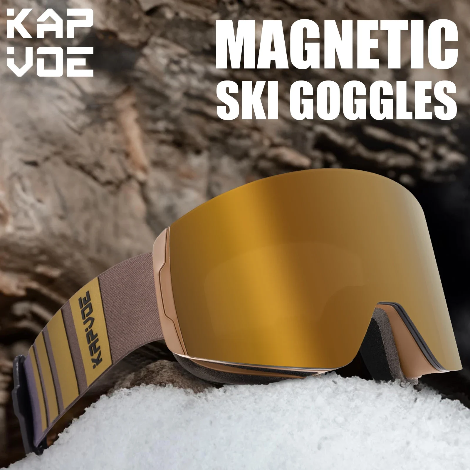 KAPVOE Magnetic Ski Goggles Set Anti-Fog UV400 Protection Snow Goggles Snowboard for Men Women Ski Glasses Skiing Eyewear