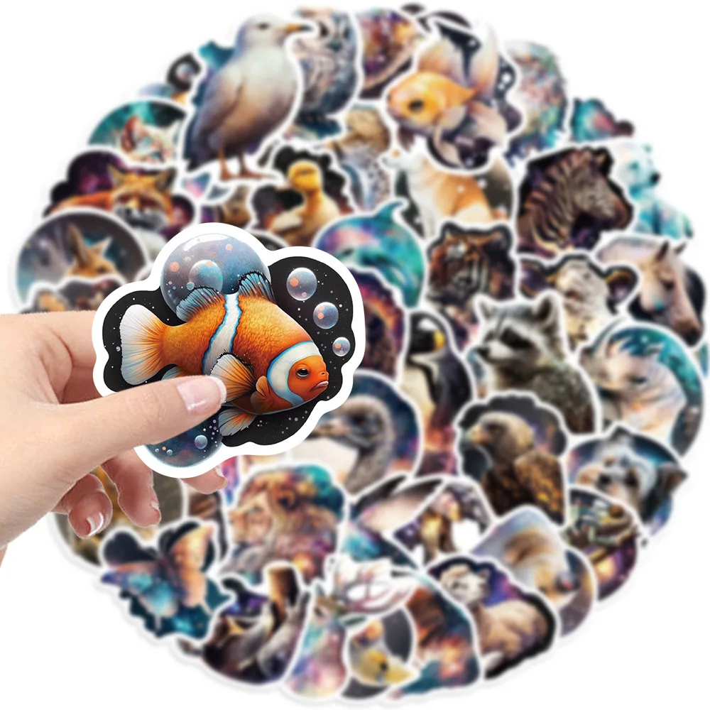 50 Stuks Sterrenhemel Illusie Dieren Cartoon Graffiti Stickers Diy Telefoon Laptop Notebook Koffer Waterdichte Sticker Kids Speelgoed Geschenken