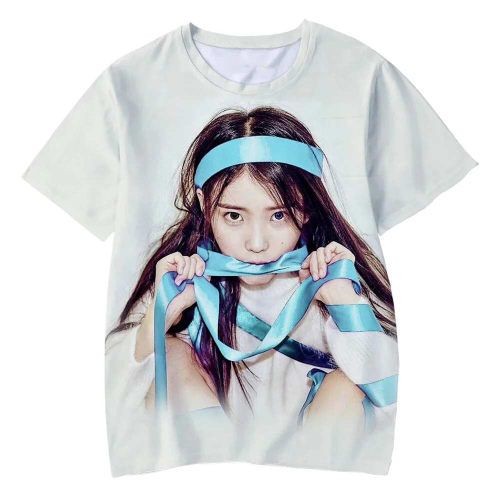 Kpop Singer IU Lee Ji Eun 3D Print T-shirts Women Streetwear Casual Fashion Short Sleeve T Shirt O-neck Kids Tees Tops Clothing