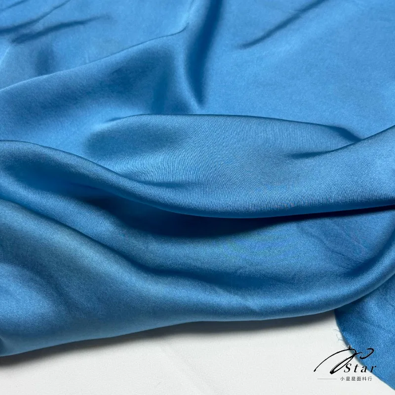 1Meter 100% Mulberry Silk Peacock Blue Silk Shirt Dress Pajamas Silk Satin Fabric - view 4