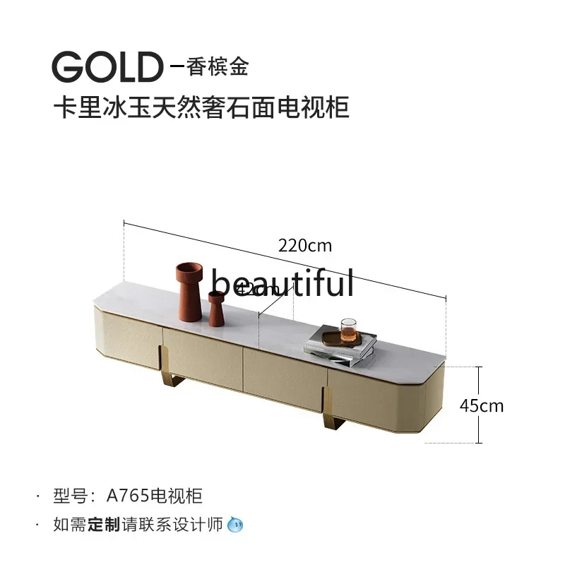 Italian Minimalist TV Cabinet Large Flat Living Room Home TV Cabinet Marble Coffee Table TV Cabinet