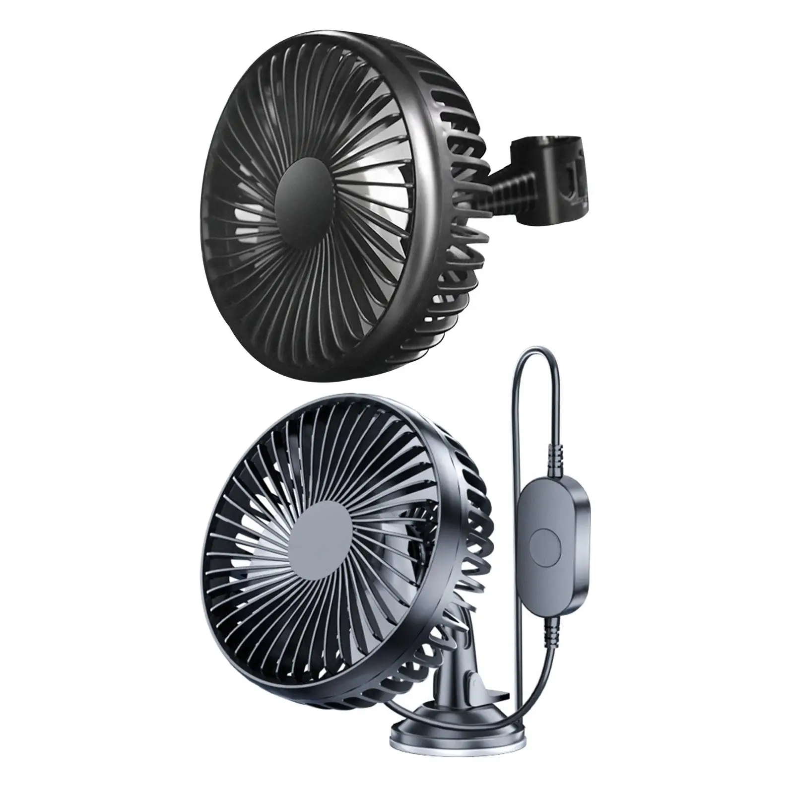 Electric Car Cooling Fan 12V 24V USB with Low, Middle, High Speed Lightweight