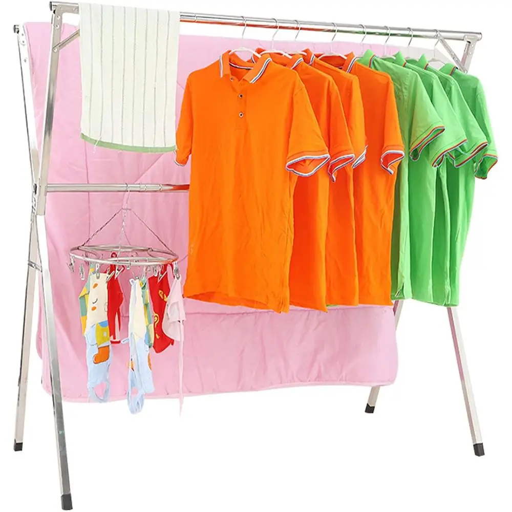 

Наружная сверхмощная сушилка для одежды из нержавеющей стали 44,5 дюйма, выдвижная вешалка для белья в помещении/балконе