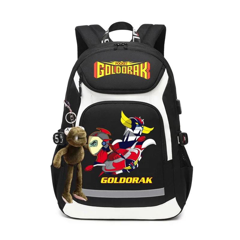 New style backpack for men middle and high school students schoolbag heat transfer printing goldorak splash-proof computer bag o