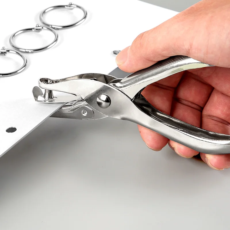 ثقب معدني واحد - مثقاب ثقب يدوي محمول باليد، متين لمكتب الطلاب، ربط أوراق الشجر السائبة