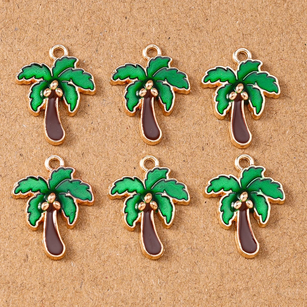 

10pcs 20*15 Enamel Coconut Tree Charms Pendants for Jewelry Making Handmade Necklace Earrings DIY Accessories Supplies