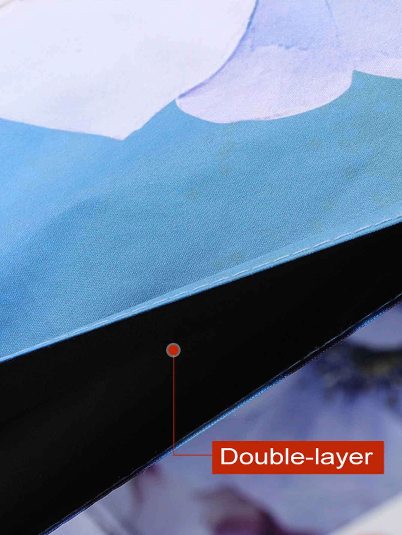 Double-layer fabric, double-layer printing, double-sided flower, thickened sunscreen coating, rain and sun protection umbrella