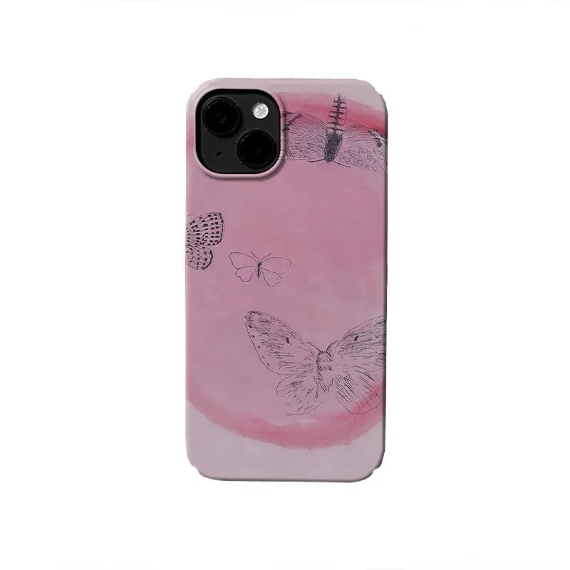 

Ins Pink Sketch Butterfly Phone Case for IPHONE 17 Air 16E 15 PROMAX 14 Plus 13 12 MINI 11 PRO 16Plus XR SE Acrylic Phone Cover