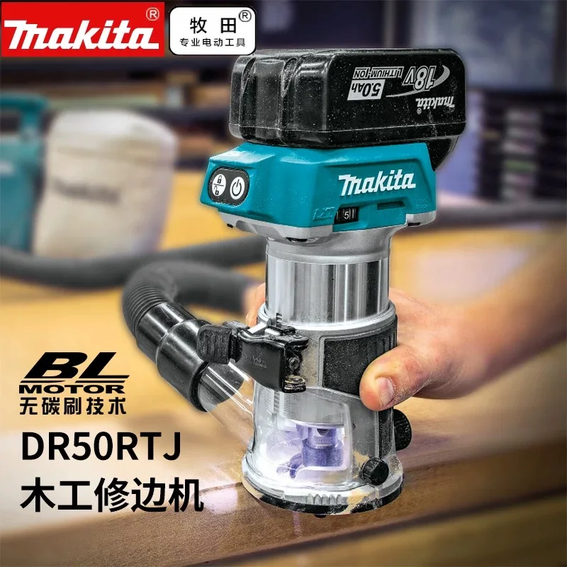 Makita 18V LXT Brushless Edge Trimmer DRT52 Cordless Wood Milling Machine For Furniture Slotting Carpentry DIY Power Tool
