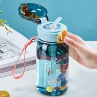 Children's travel water cup 400ml, straw cup, with portable rope, leak-proof, large-caliber, easy to clean, sports water cup
