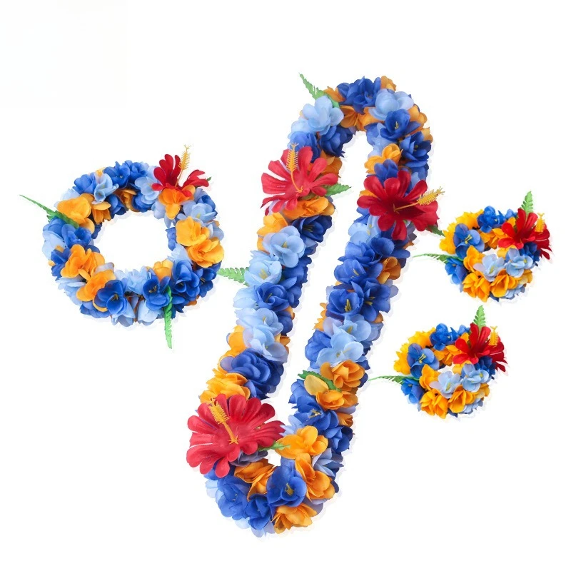 Nuova collana di fiori artificiali per adulti Set di ghirlande da 4 pezzi per viaggi in spiaggia e servizi fotografici