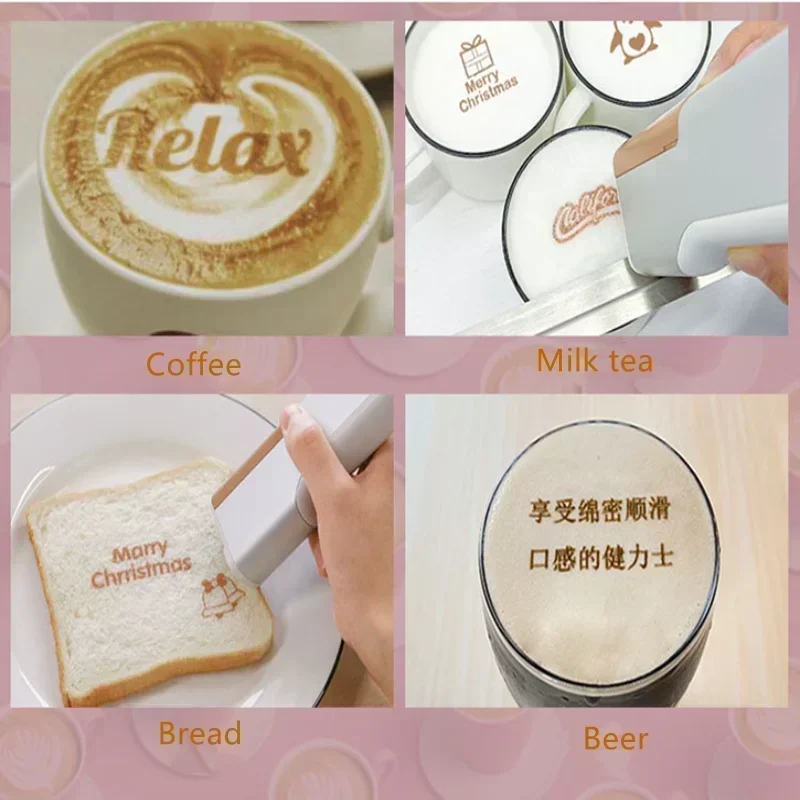 EVEBOT PrintPen Mini Handheld Portable Coffee Printing Portable Inkjet Printer Handheld for Cake Coffee Macaron Surface Printing