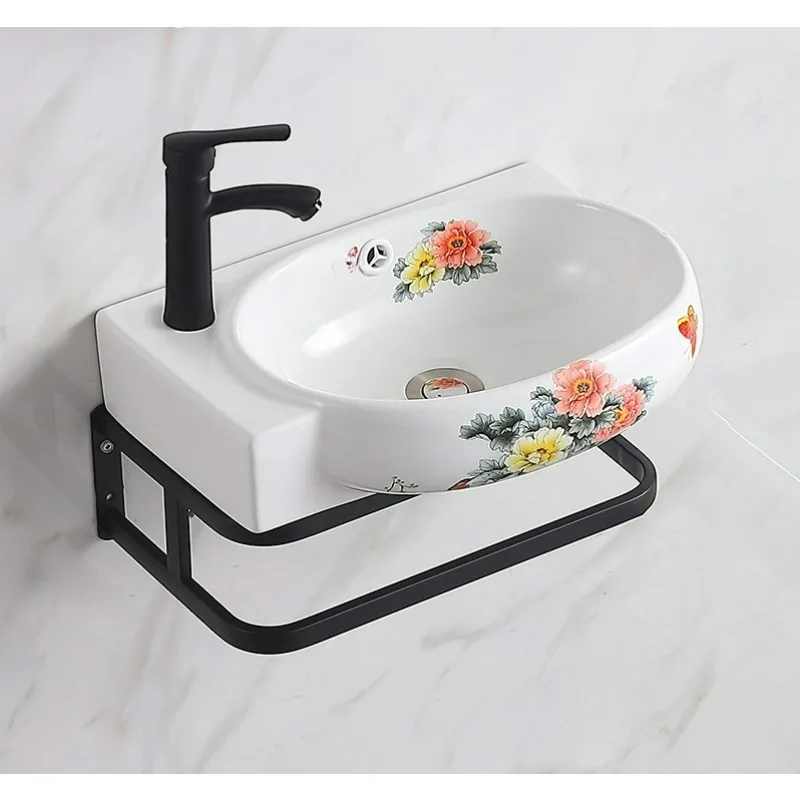 

Мини-подвесная раковина, треугольная керамическая раковина для балкона, маленькой квартиры, простой дизайн