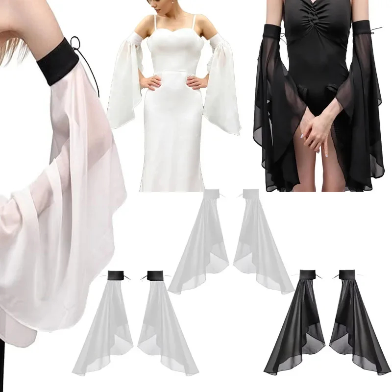 Elastic Breathable Detachable Trumpet Sunscreen Arm Sleeves for Women European American Brides Fashion Show Apparel Supplies