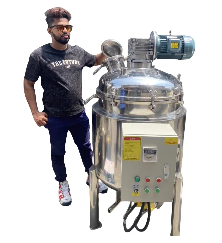 

Wholesale100 Liter Electronic 304 Stainless Steel Mixing tank Heating Emulsifier Mixer Fos Soap Shampoo