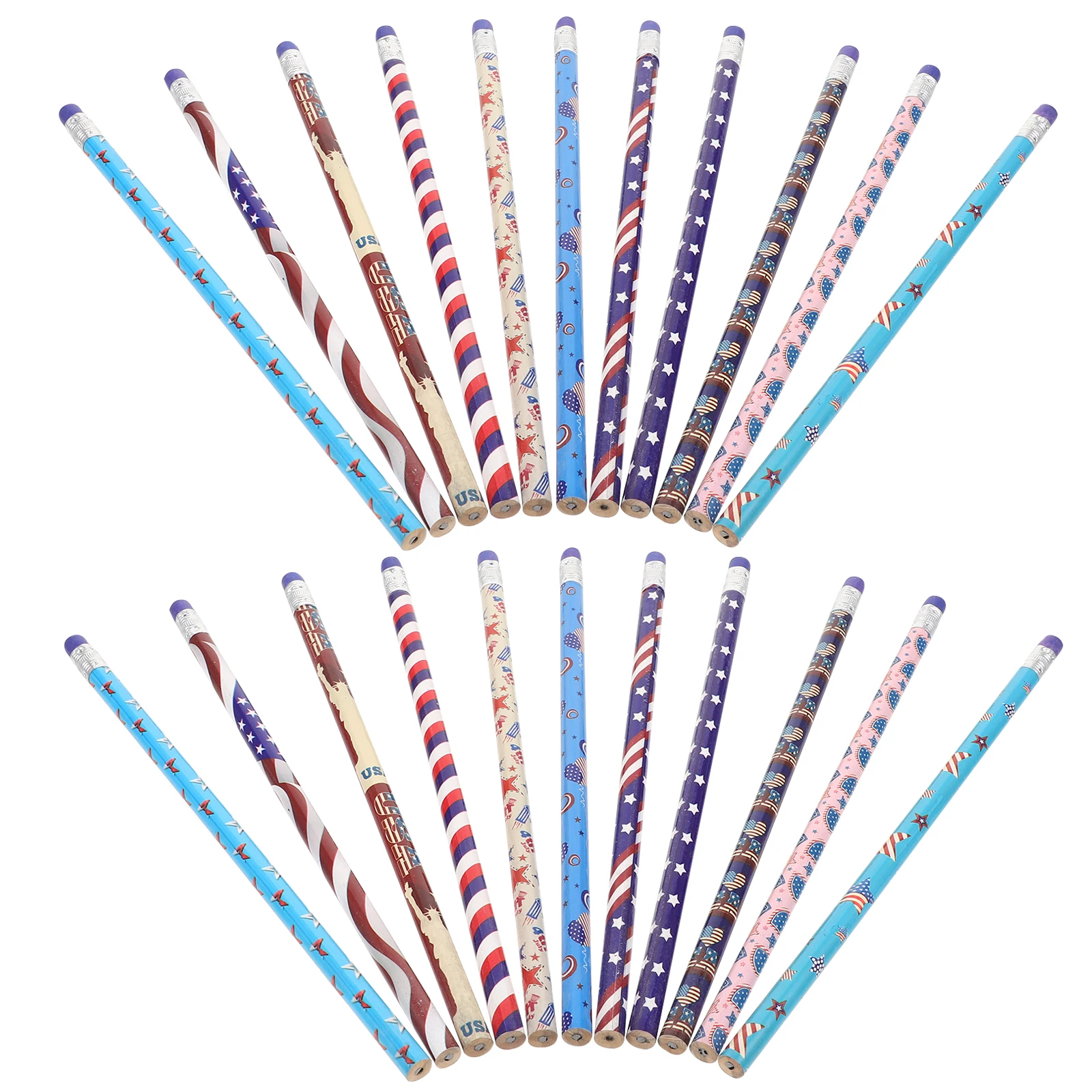 48pcs Holiday USA Flag Wooden Bulk Drawing Pencil For Painting Colored Pencils Sturdy MultiUse School Office Church Home