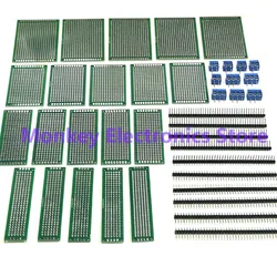 PCB Board Double Sided Prototype Kit 8 Sizes PCB 40p straight/bent Pin kf301-2p/3p terminal block DIY Soldering Project SEND BOX