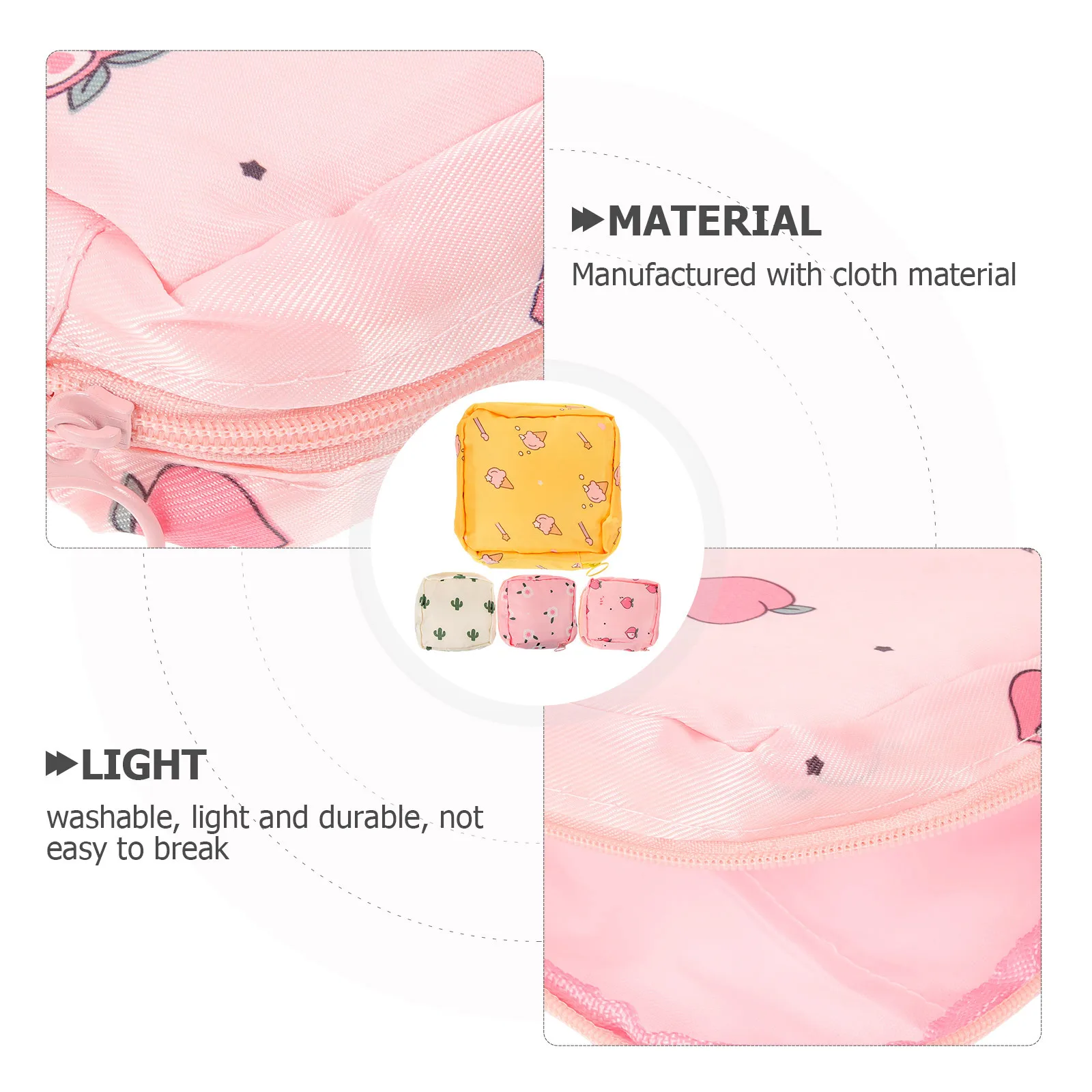 

4pcs Sanitary Napkin Bag With Zipper Portable Period Pouch For Menstrual Pad Storage Multi-Function Small Hygiene Organizer