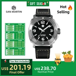 San Martin Dive For Men Mechanical Watches Automatic Waterproof 43mm 8215 8315 20Bar Retro Clock BGW9 Luminous SN0049 Guadare