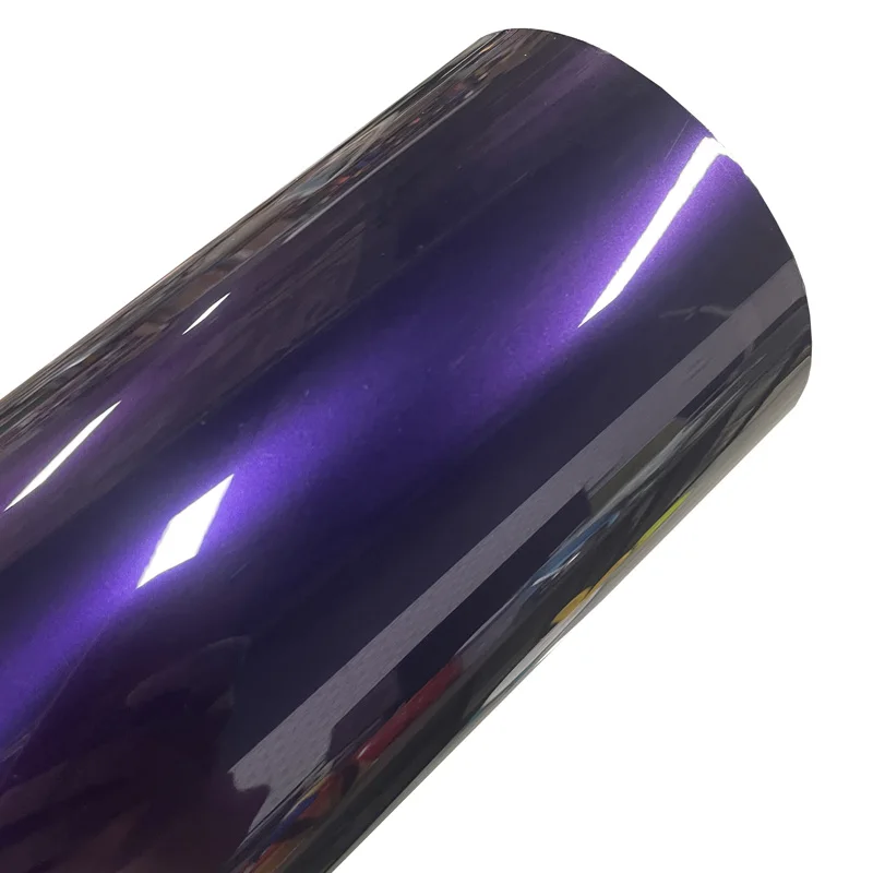 Premium PET High Gloss Metallic Midnight Purple Vinyl Wrap Film Rolle Selbstklebender Aufkleber Automotive Car Wrapping Folie