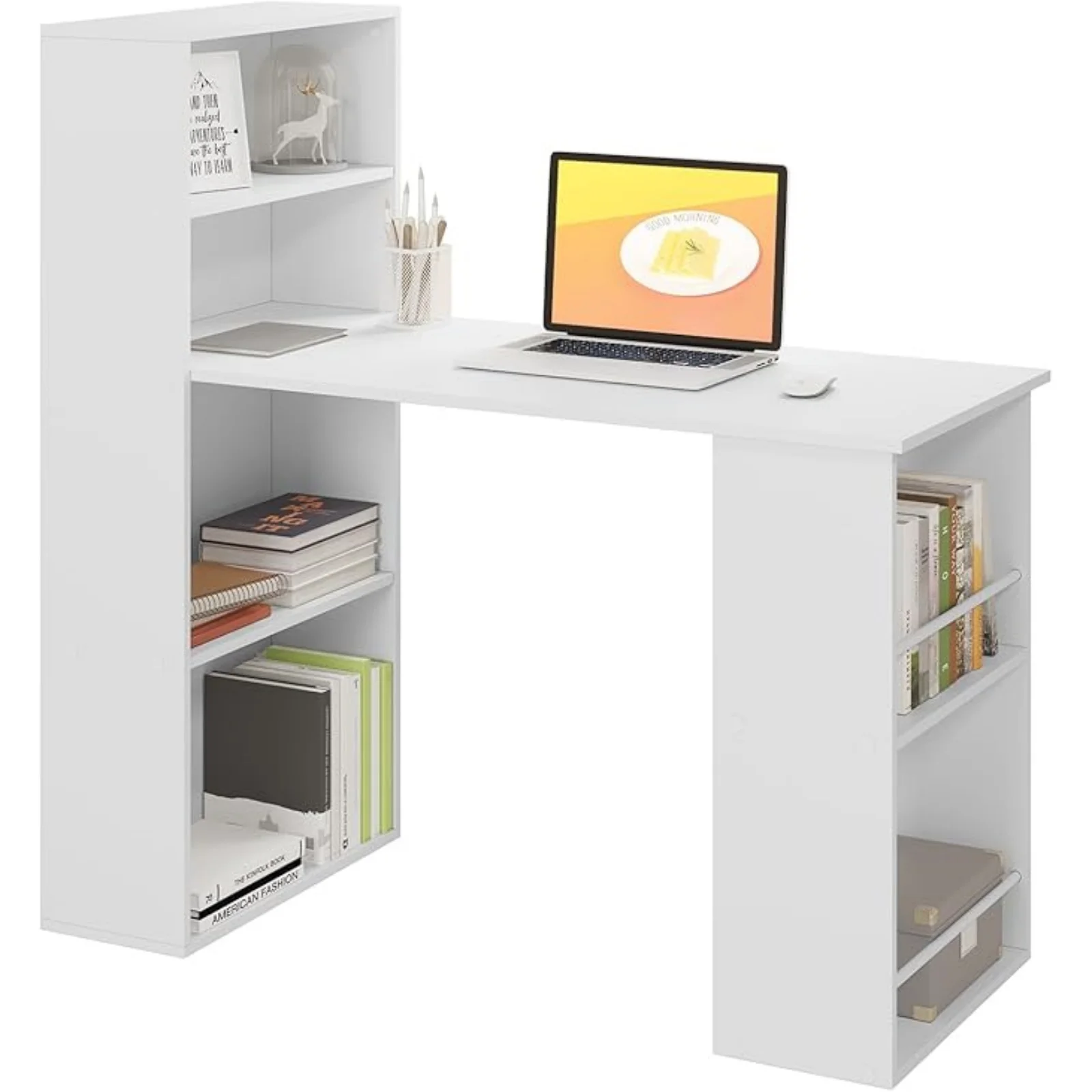 EUGAD 122 x 120 x 55 cm Computer-Büroschreibtisch, moderner Eck-Schreibtisch mit Ablageflächen für das Wohnzimmer, das Heimbüro