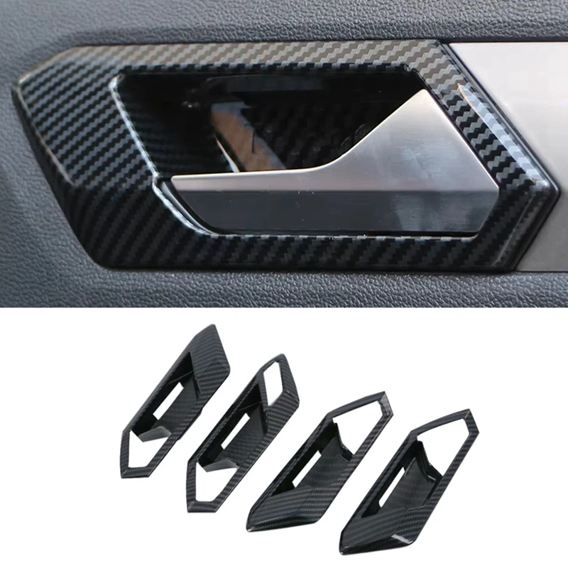 For VW T-Roc 2018-2024 Carbon Fiber Car Inner Door Handle Bowl Cover Trim Accessories