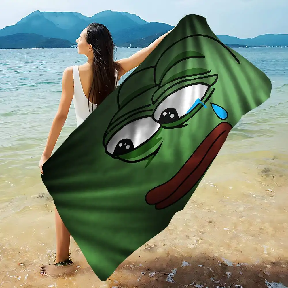 P-Pepe-The-Frog Meme-Laidback Microfiber Blanket Quick Drying Beach Towels Oversized Printing Super Absorbent Pool Towel Blanket