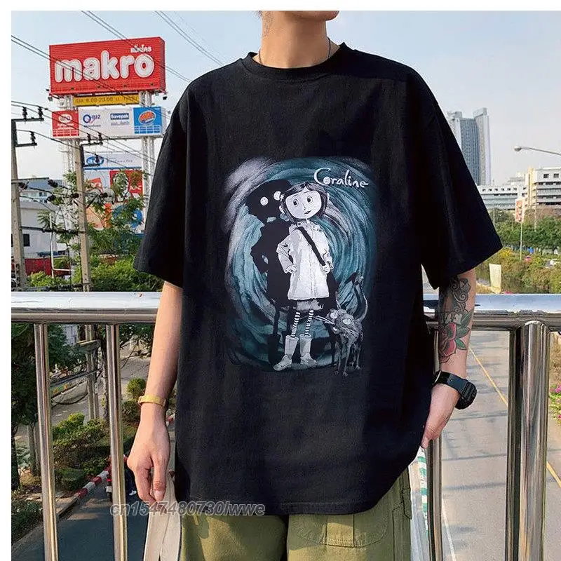 男性用Coraline Tシャツ,m Barton Negaimal,新しい流行のTシャツ,クリスマス服,ダーク,ファッション