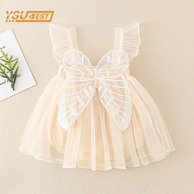 

Summer Infant Baby Girls Sleeveless Wing Jumpsuit Newborn Baby Girls Pure Color Clothes Rompers Kids Baby Girls Rompers