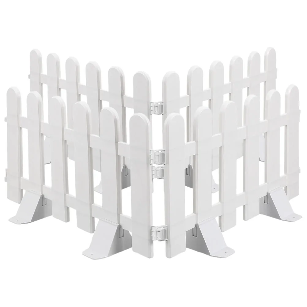 

4Pcs Indoor Decorative Fence Panel White Plastic Picket Fence for Lawn Edging Garden Border Pathway Decorative Landscape Fencing