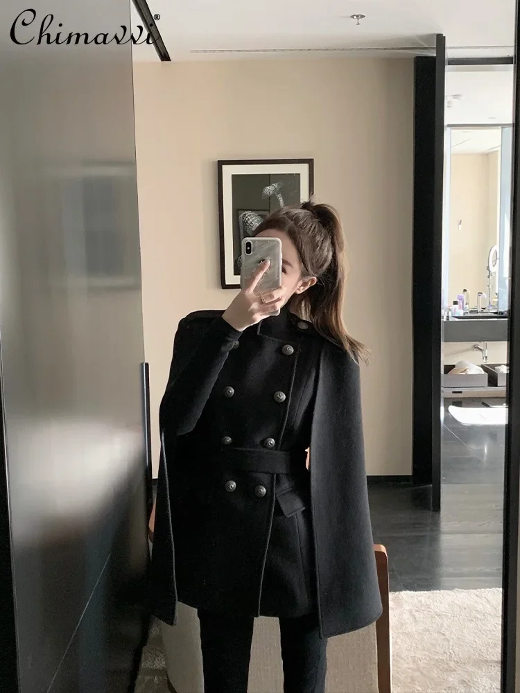 

Cloak Shawl Wool Jacket Women's 2024 Autumn and Winter New Fashion Commuter Loose British Temperament Women's Woolen Coat