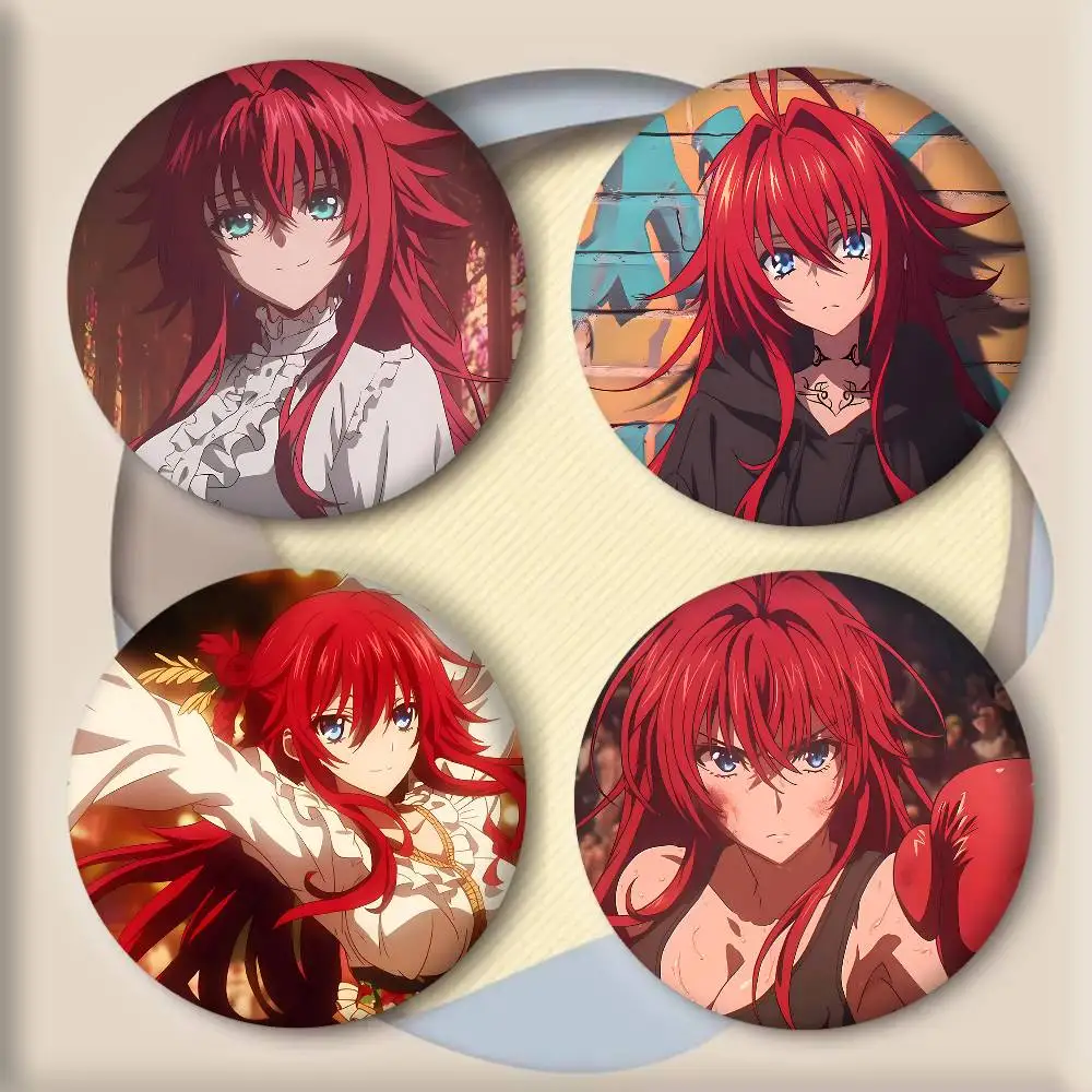 Red R-Rias G-Gremory Anime Girls Badges Round Cosplay Pin Bag Decor Fans Collect Friends Gifts Brooch