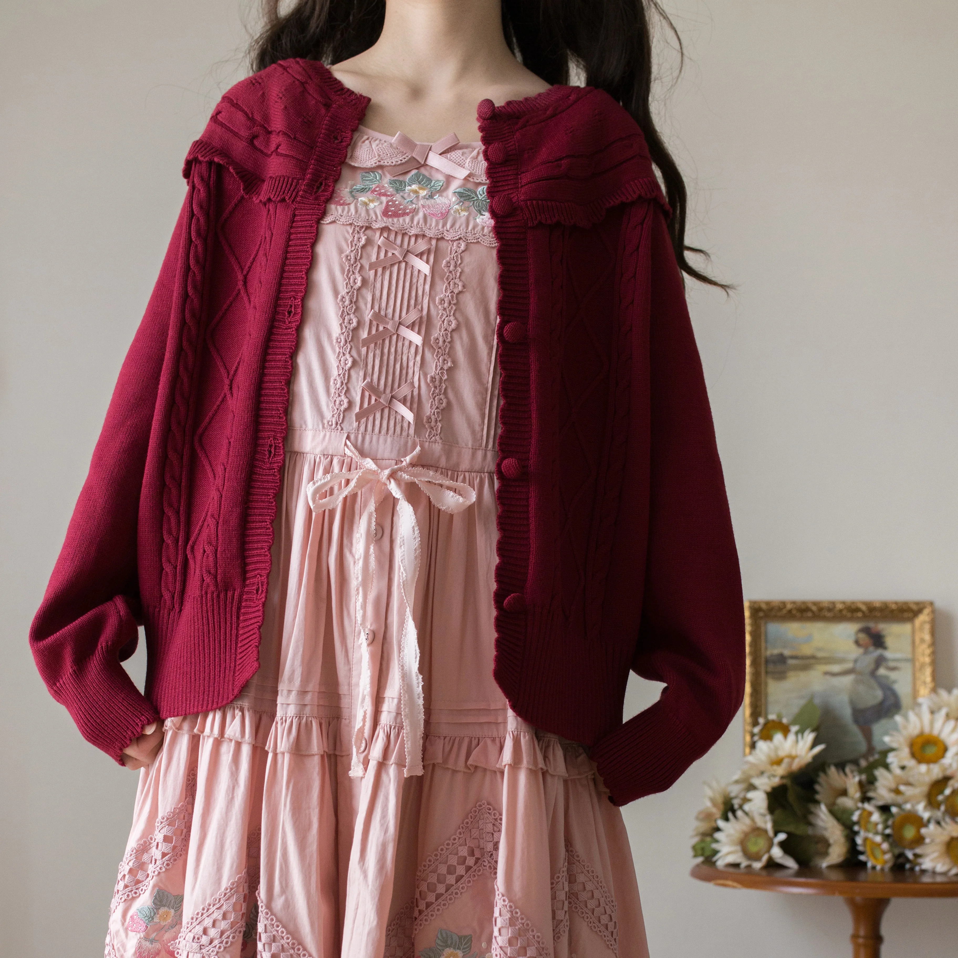 الأصلي لوليتا لينة الفتيات الرجعية سترة متماسكة ربيع الخريف جديد المرأة سليم صالح أنيقة عادية Y2K محبوك كم طويل بلايز