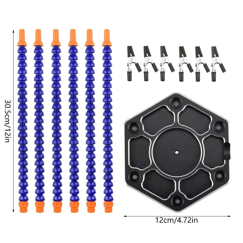 Ayuda para soldar M17D con 6 brazos flexibles cuello cisne, estación soldadura tercera mano para soldar accesorios