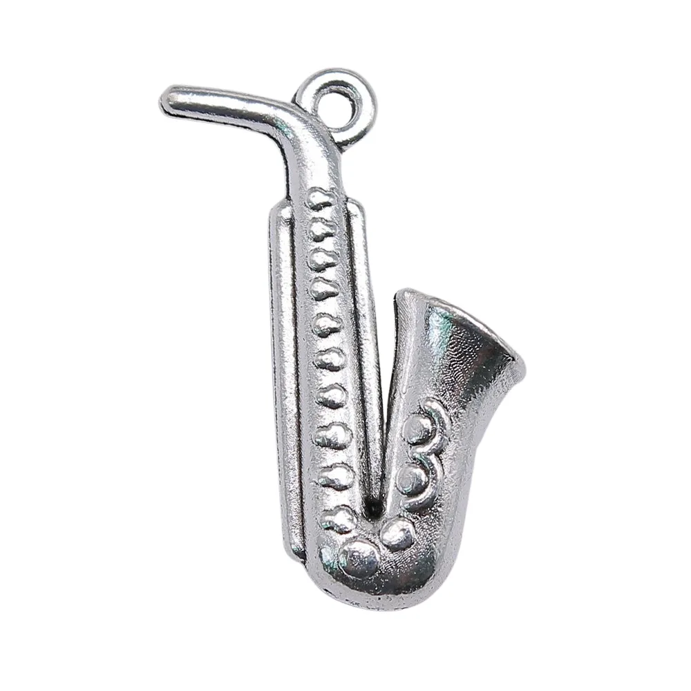 20pcs 26x21mm(1.02x0.83inch) Antique Silver Color Musical Instruments Saxophone Charms Pendants DIY Jewelry Making Accessories view 3