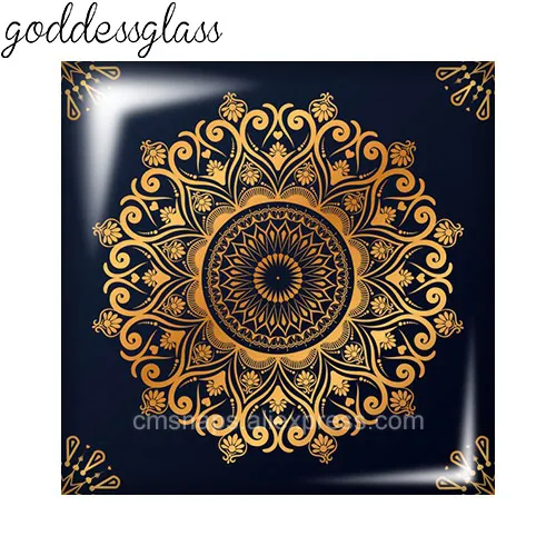 New Golden style Patterns Square 10pcs Photo 12mm/20mm/25mm/30mm photo glass cabochon flat back Making findings