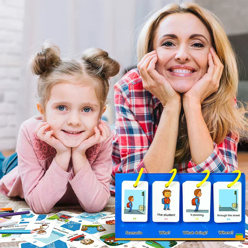 English Learning Pocket Chart Calendar Set For Kids 3-10 - Sentence Building Puzzle Games, Word Games, Phonics Flash Cards