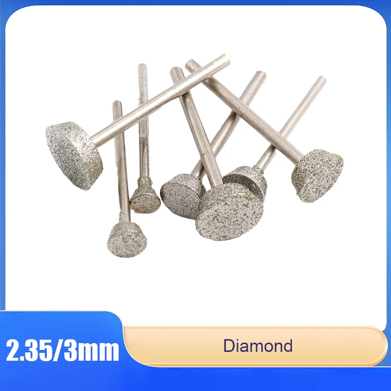 1/2/5/10 قطعة رؤوس طحن الماس شبه المنحرفة المقلوبة 2.35/3 مللي متر للنقش وإزالة الأزيز والحرف اليدوية والتنظيف #2