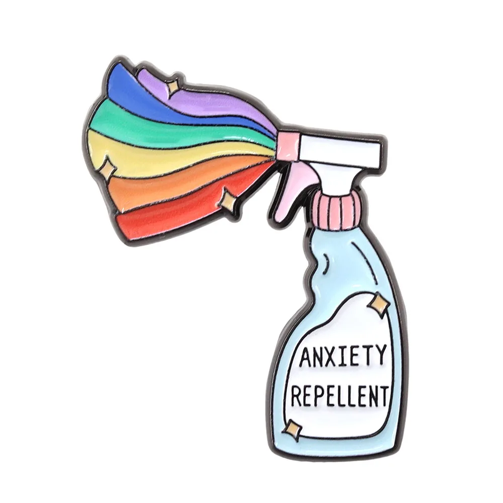 Anxiety Repellent Enamel Pin Anxiety Spray-Badge Mental Health Brooch Satirical Humor Jewelry Novelty Fun Backpack Decorative