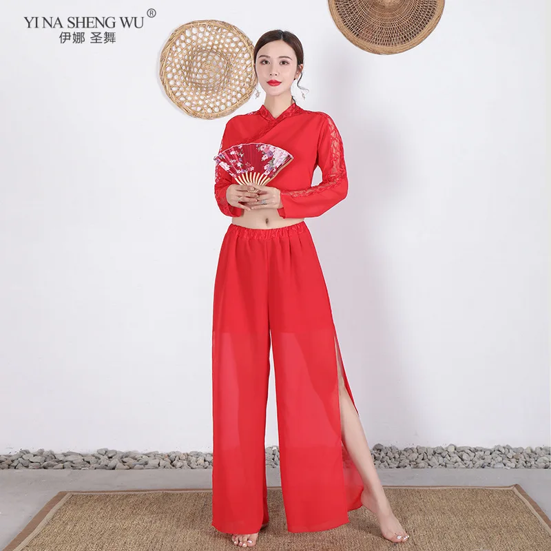 المرأة النمط الصيني Hanfu ملابس رقص الحديثة الكلاسيكية مروحة أداء الرقص الزي للطلاب الخريف عرض مسرحي الملابس #1