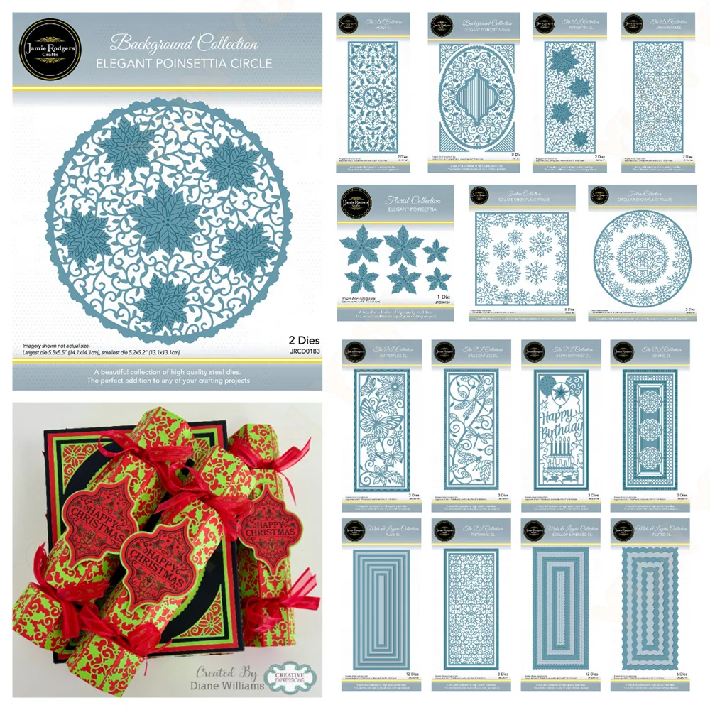 

2025 New 2025 New Christmas Craft Die Holly Snowflake Poinsettia Dl Dies and Stamps DIY Scrapbooking Holiday Gift Greeting Card