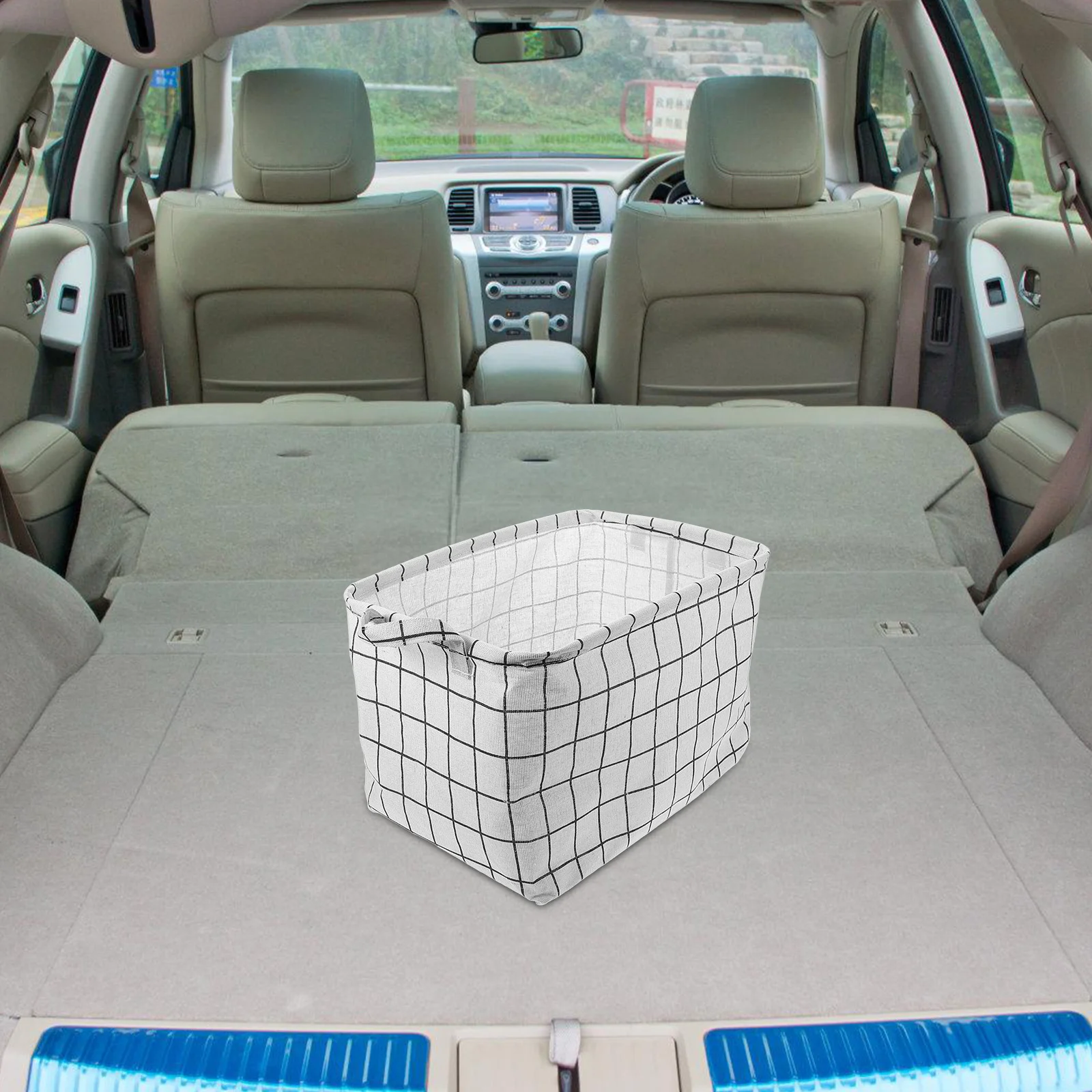 

Collapsible Car Storage Box Fabric Foldable Organizer Bin Large Capacity Trunk Container for Groceries Tools Home Travel Use