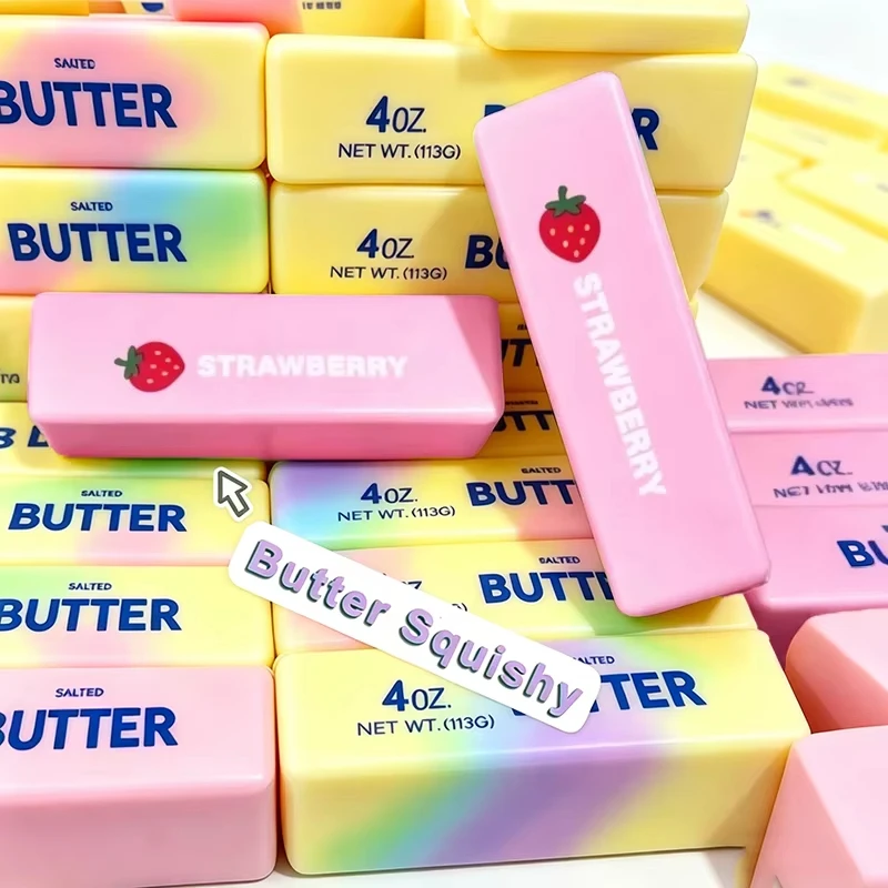 Squishy Elastic Butter Stick Fidget Toy Cheese Shape Stress Relief Game Funny Decompression Prank Squeeze Toy for Anxiety Relief